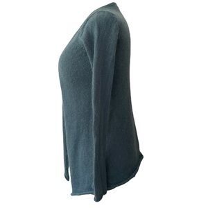 Garnet Hill Soft light blue Teal wool mohair open cardigan tie front top Sz: XS